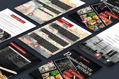 Plusieurs captures d'écran de plans alimentaires Formation-Pompier